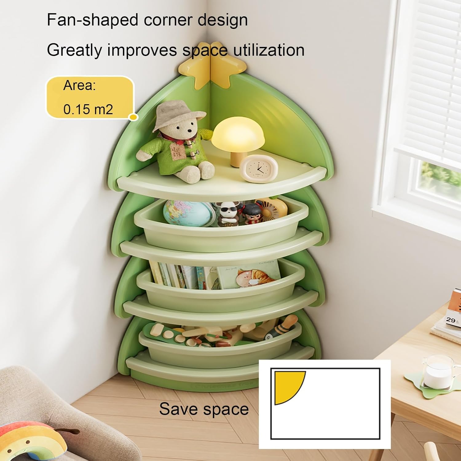 4 Tiers Corner Bookshelf, Modern Storage Display Book Shelf, Modern and Simple Bookcase, Floor-Standing Rack, for Bedroom, Living Room, Kitchen, Home Office(White)