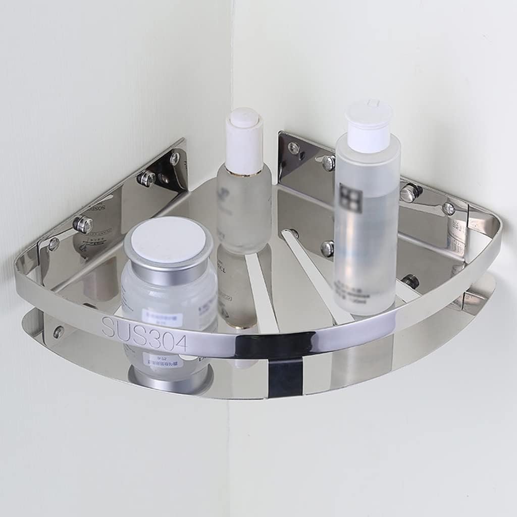 Corner Shower Caddy Modern Durable 304 Stainless Steel Corner Shelf, 1-3 Layers Silver Polish Rack Wall Mount Bathroom Organizer Storage Rack Shower Organizer (Color : A Triangular shelf)