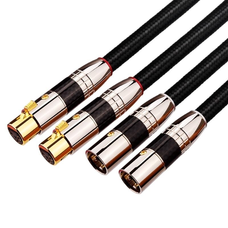 Hi-End 7N OCC+ Silver Plating XLR Male to Female Balanced Audio Cable 3Pin Ja-ck Extension Cable for Microphone Amplifier(1 Pair,1.5m)