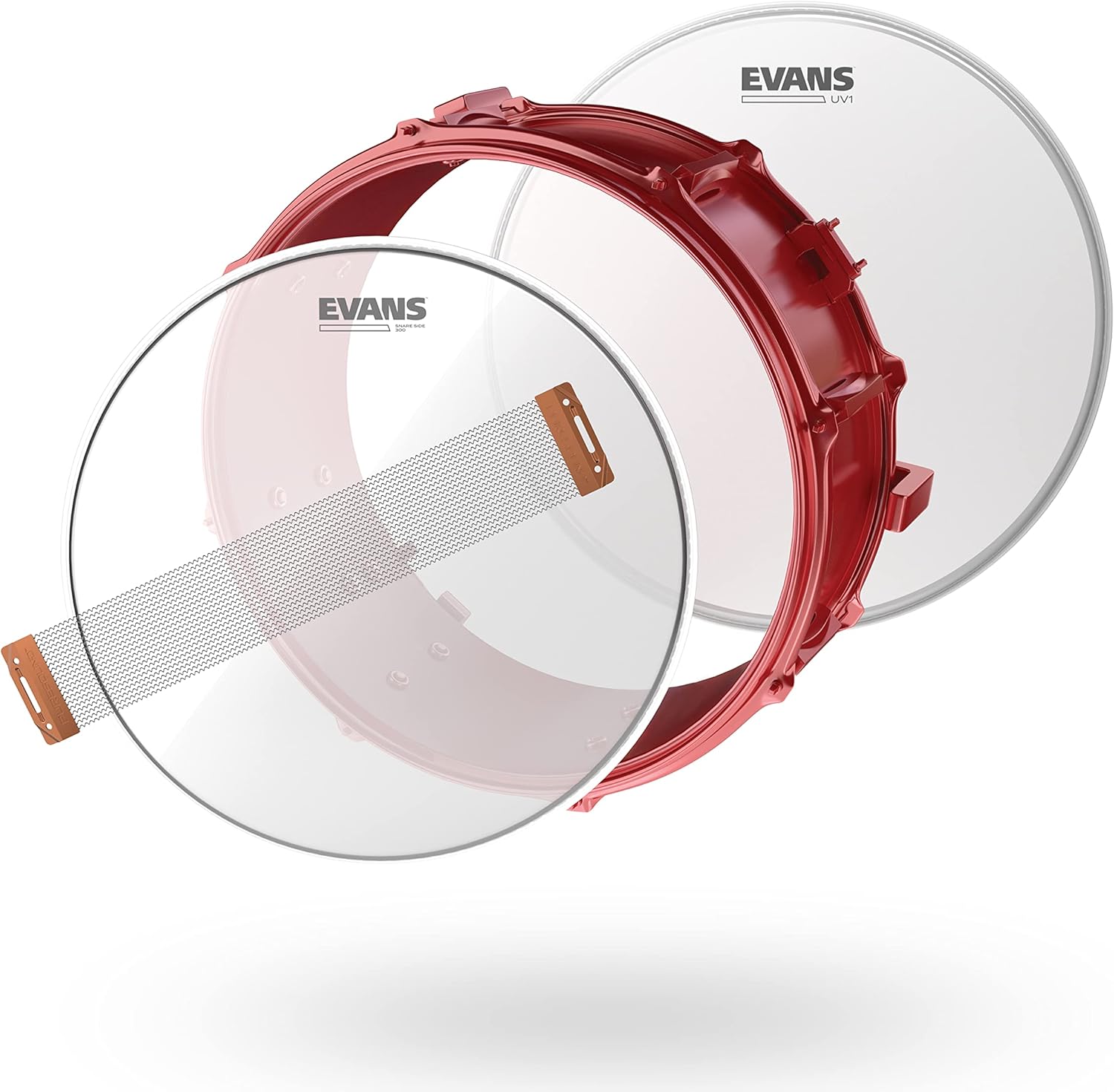 Evans UV1 Snare Drum Tune Up Kit - Contains UV Drum Head, Resonant Snare Head, ProMark 5a Drumsticks, Snare Wire, Drum Key, EQ Pods Dampener, Lug Lubricant, Metal Polish, Polishing Cloth - 13 inch