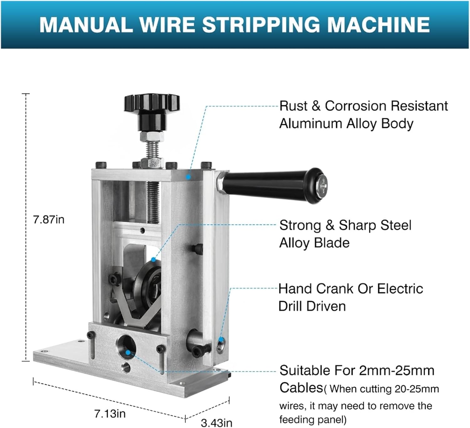 Manual Copper Wire Stripping Machine Scrap Recycle Tool Cable Stripper Peeler Machine Wire Diameter 1-70mm Peeling Tool with Efficiency(1mm-70mm)