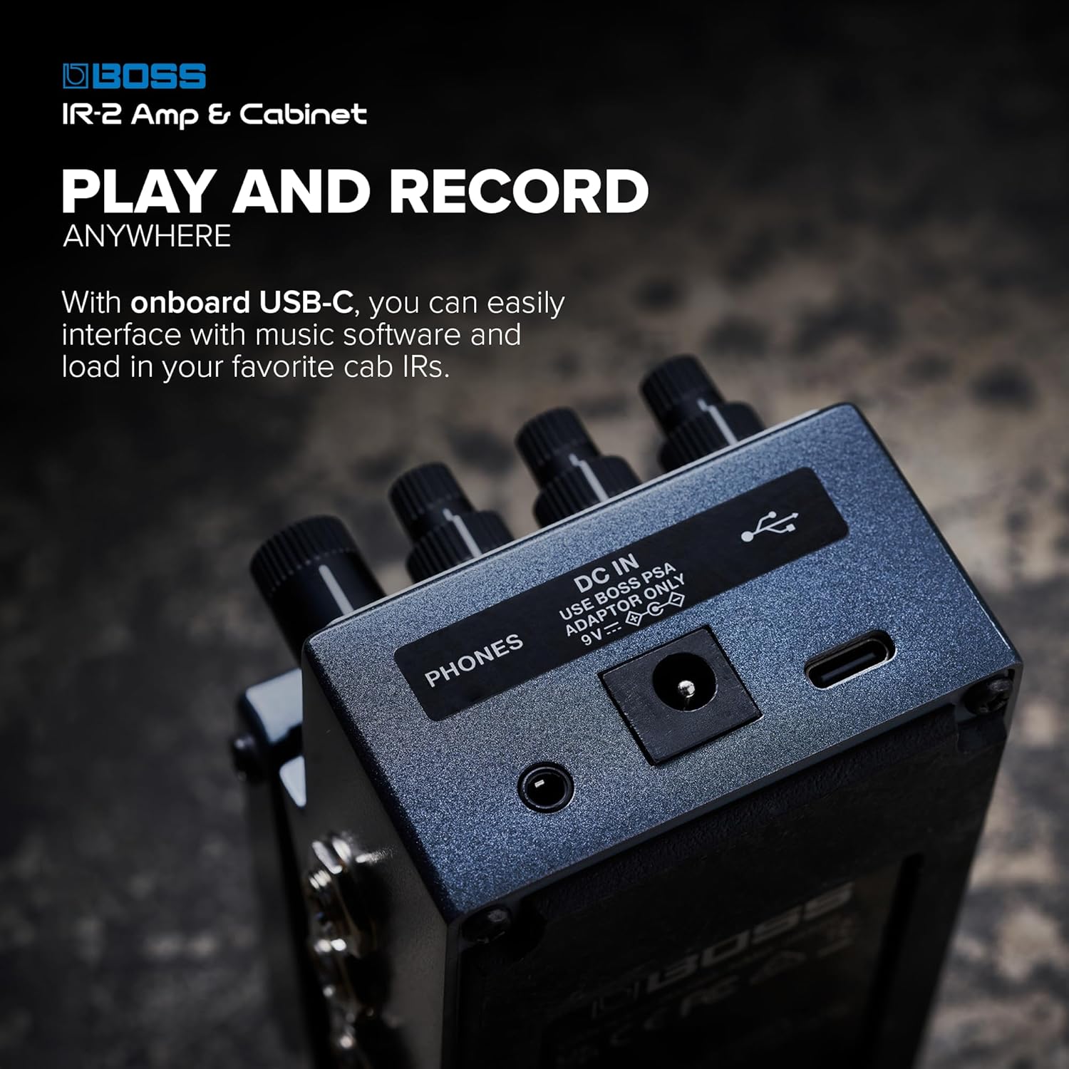BOSS IR-2 Amp & Cabinet | Premium Amp Emulator & Cabinet IR Loader | 11 Different Amp Types | Cab IRs from Celestion Digital | Simple User Interface | USB-C for Recording & Audio Playback