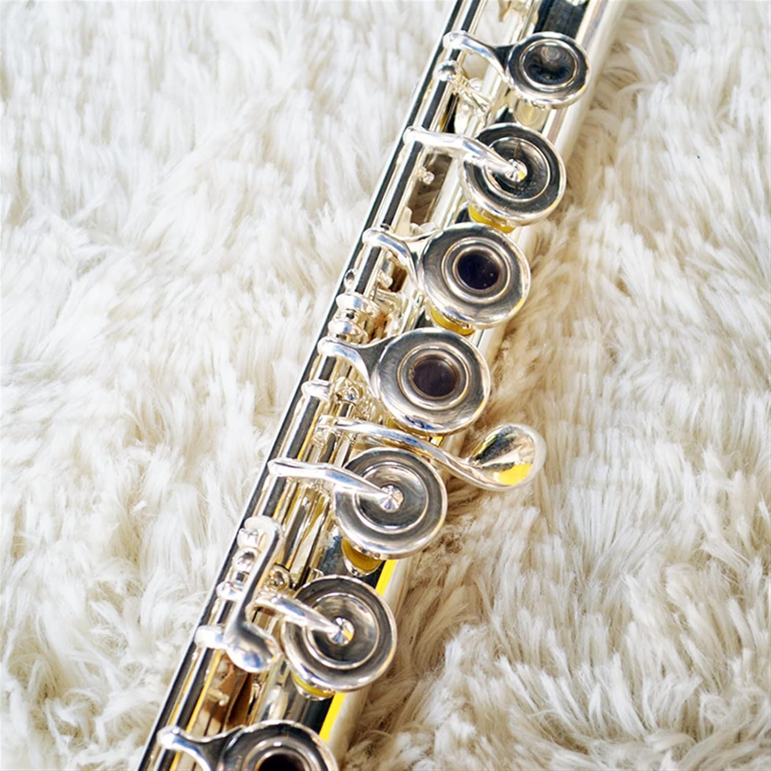 TSTS Flutes Musical Instrument 17-Hole C-Tone Silver-Plated Open-Hole in-line Flute Beginner Flute Wind Instrument