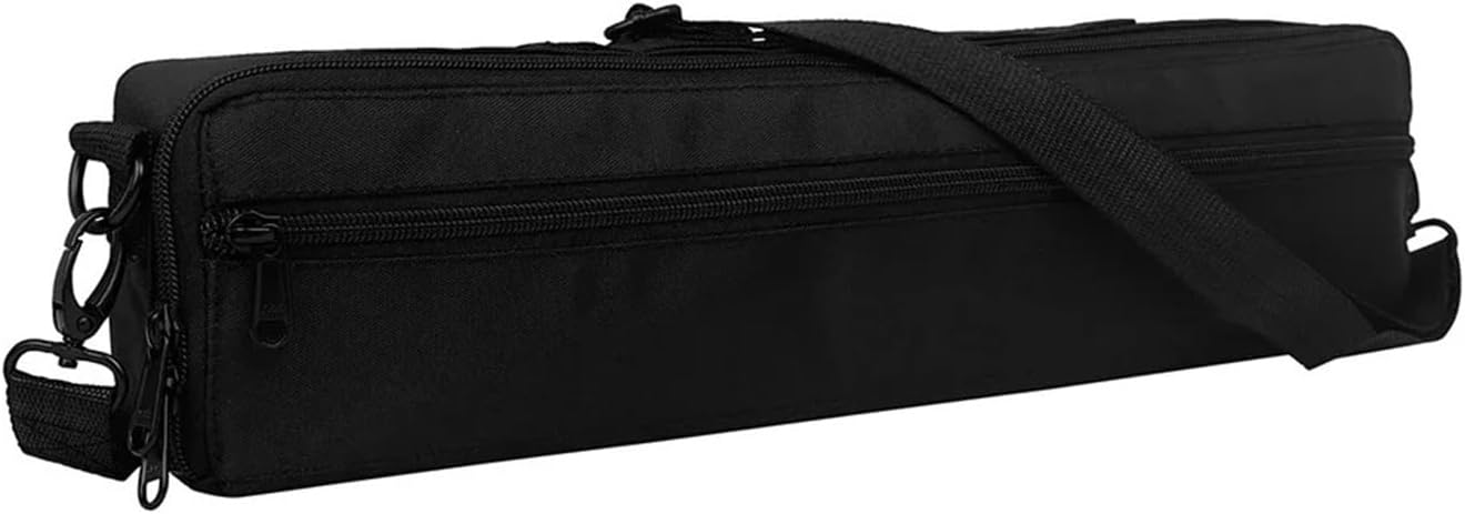 Flute Case 16 Hole Flute Storage Box Case Set Portable Black Leather Box with Blue Lining Handbag Woodwind Instrument Parts Accessories for Flute