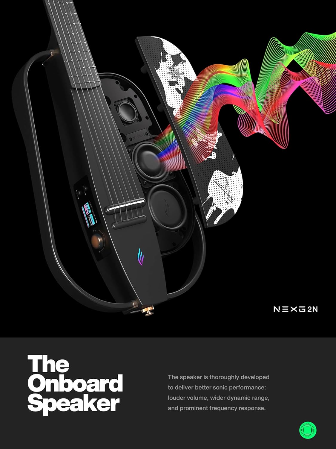 Enya Acoustic-Electric Carbon Fiber Classical Nylon String Travel Guitar NEXG 2N Lucifer Andrea Chiarini Signature with 50W Wireless Speaker, Thickened Gig Bag, Footswitch Pedal, Charging Cable