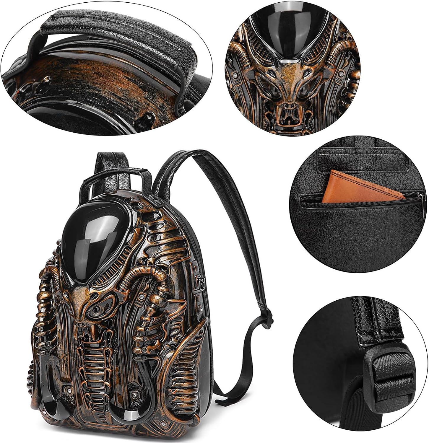 Alien Backpack,Xenomorph Costume,Cool Halloween Backpack,Applicable Occasions are Halloween, Travel and Daily Life. (black)