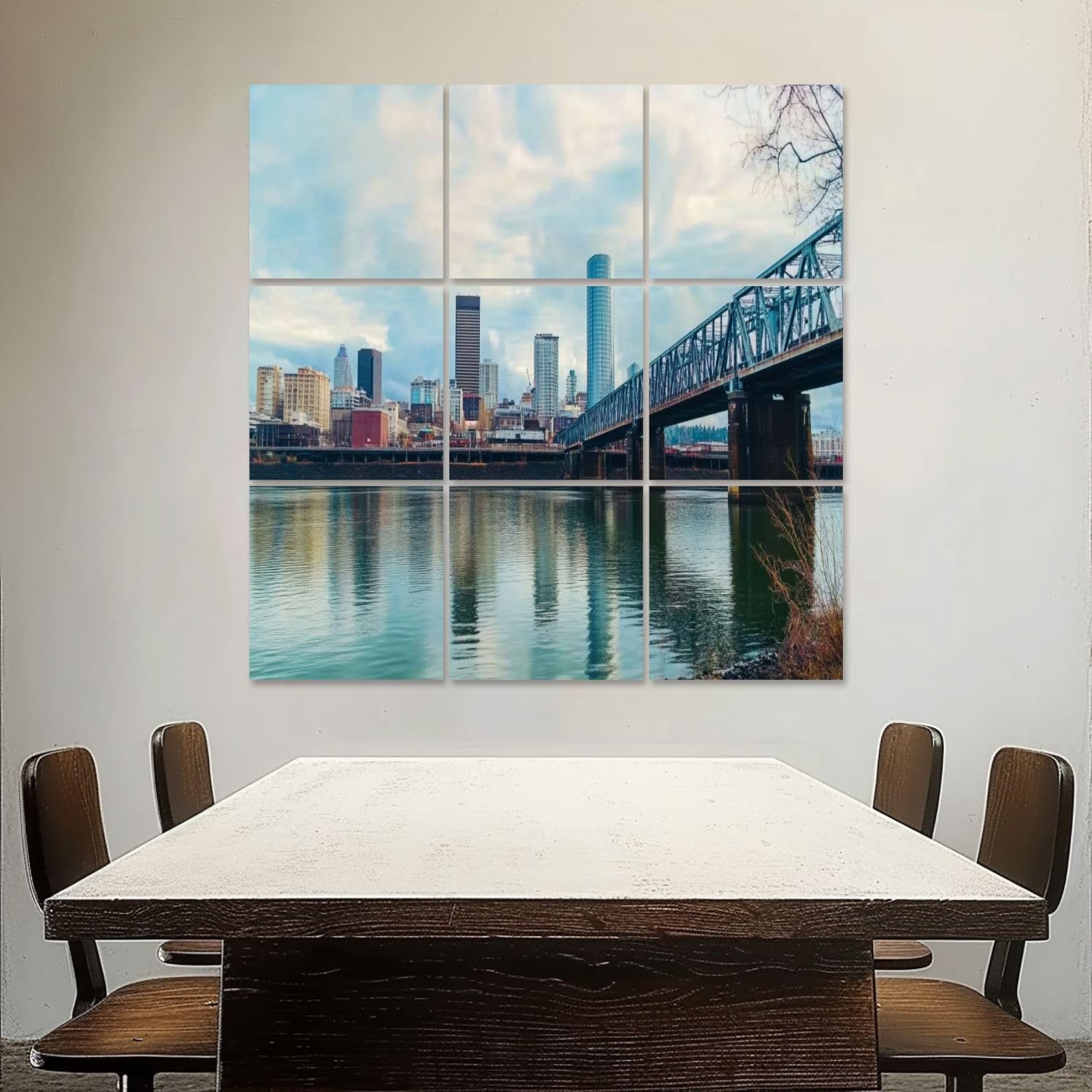 Art Acoustic Panels Self Adhesive portland oregon panoramas pictures 9 Packs Decorative Soundproof Wall Panels Large Sound Absorbing Panels for Home Office 60