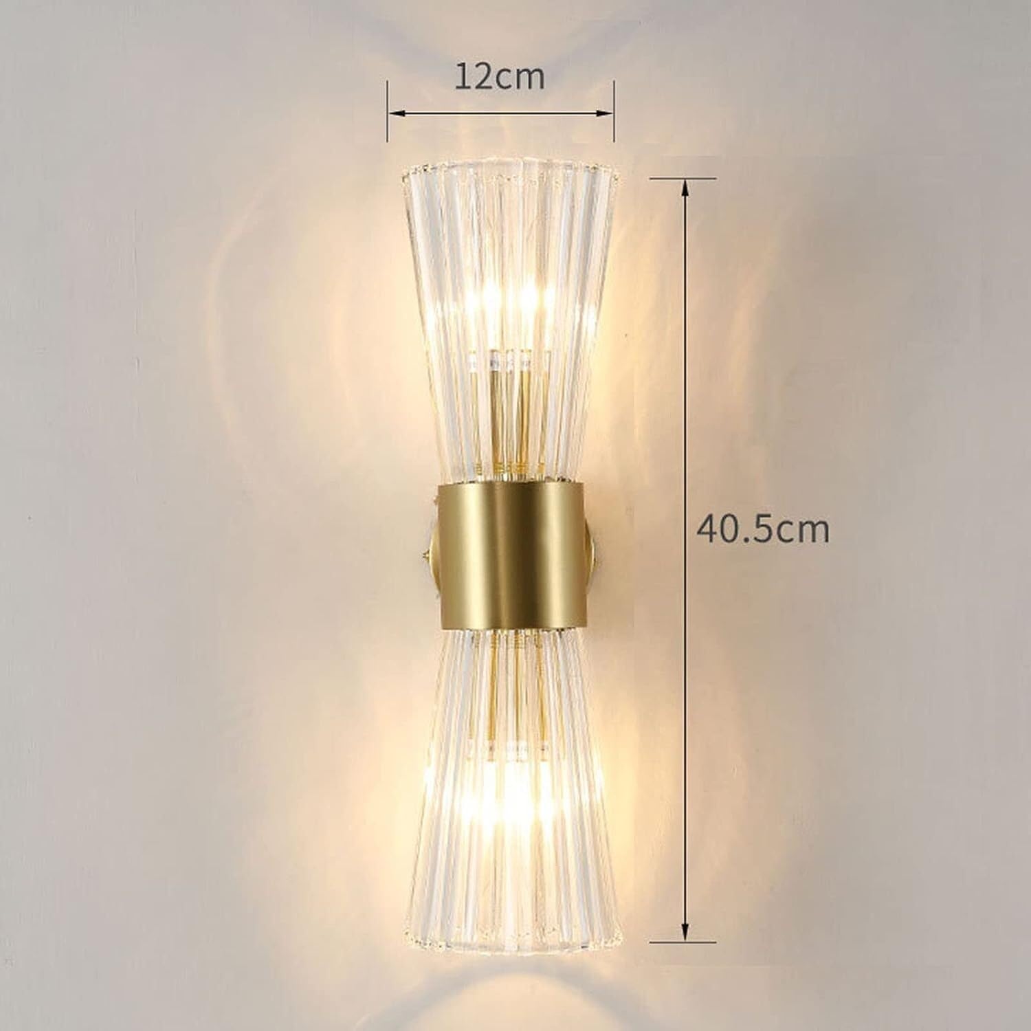 LED Corner Crystal Glass Wall Light 2-Lights Indoor Up Down Wall Sconce Gold Bathroom Vanity Light Fixture Long Linear Hallway Wall Mount Lamp,Chandelier