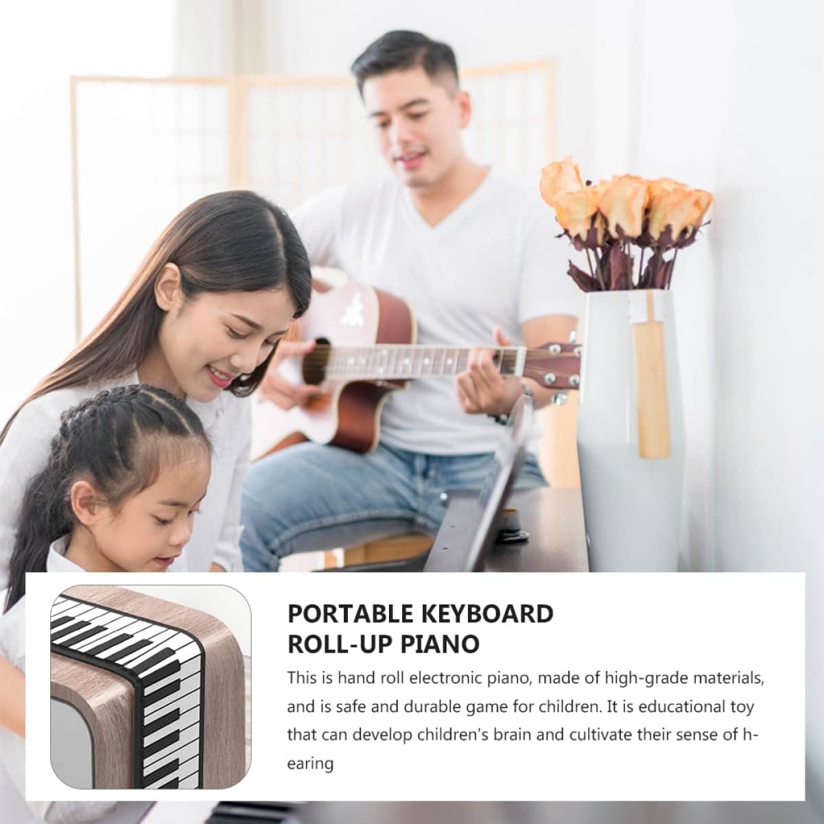 BESTonZON Roll-up Piano Portable Keyboard for Beginners Lightweight Design Built Speaker for Music Learning and Fun