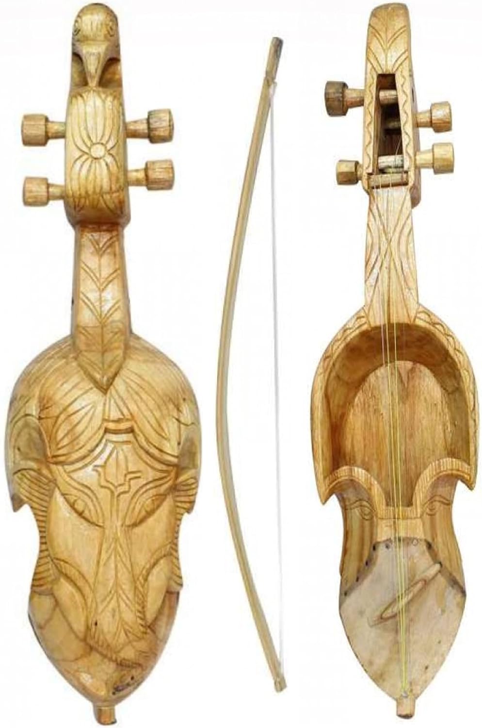 Sarangi Traditional Hand Carved Nepali Folk Musical Instrument Violin For Live Play Gaine Sarangi 21 IN Large - Great For Playing Live Professionals, Learn Music & Decorations