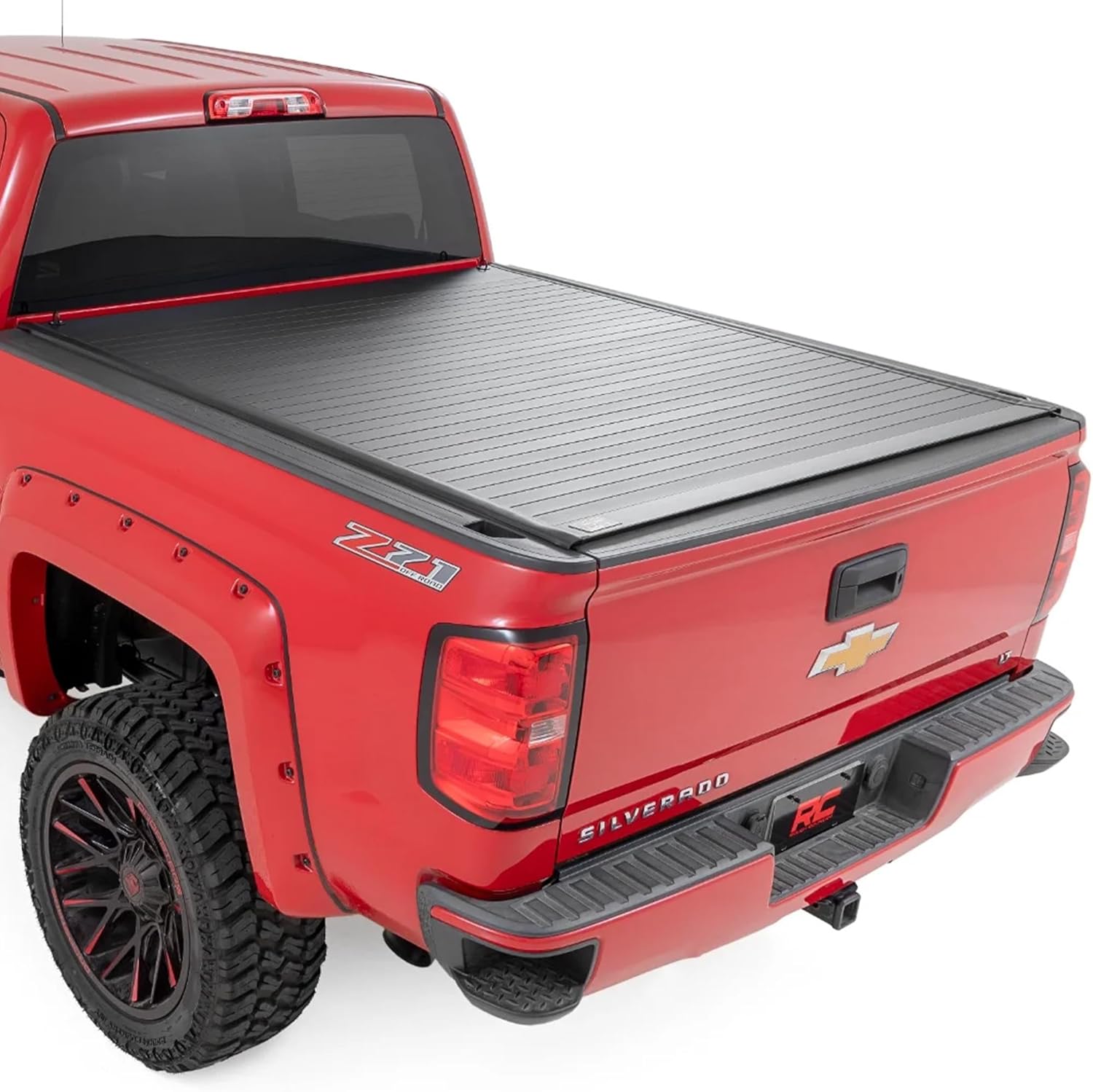 Rough Country Hard Roll-Up Tonneau Cover for Chevy Silverado & GMC Sierra 1500 (2014-2018) - Aluminum Truck Bed Cover, Fits 5'9 Bed