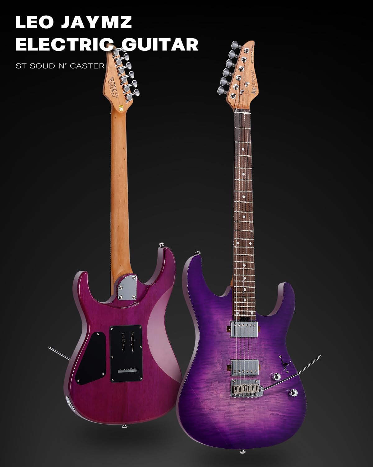 Leo Jaymz ST Pro Electric Guitar with Coil-Split, Roasted Maple Neck, Rosewood Fingerboard, Mahogany Body, Alnico 5 Pickups