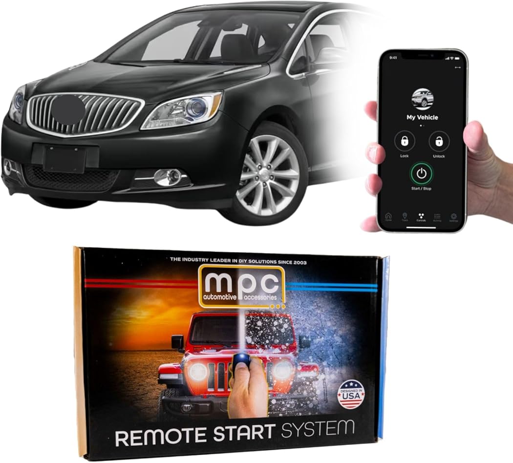 MPC Smartphone or Factory Remote Activated Remote Start Kit Compatible with 2012-2017 Buick Verano - Key-to-Start - Plugin T-Harness - FlashLink Updater - USA Tech Support