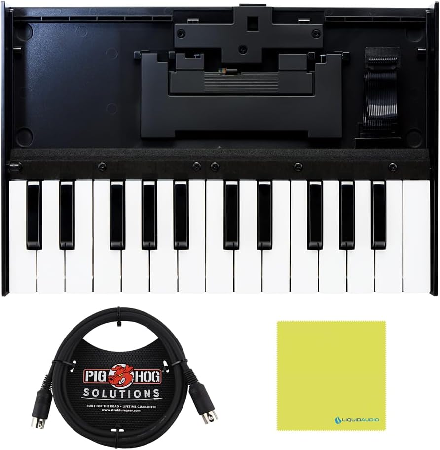Roland K-25M MIDI Keyboard Controller Bundle with 6ft Pig Hog MIDI Cable & Polishing Cloth – 25-Key Boutique Module Dock with USB, Velocity Sensitivity & Compact 12-Inch Design