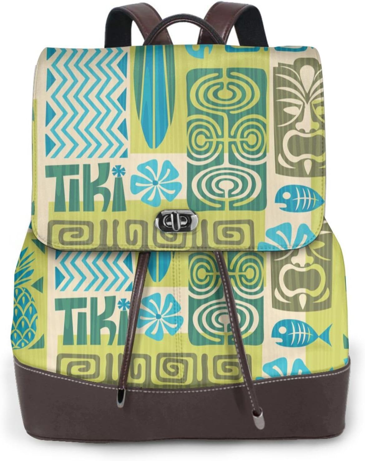 Exotic Tiki Pattern 1 for Womens Backpack Purse Microfiber PU Anti-theft Large Fashion Designer Travel Bag Ladies Shoulder Bags