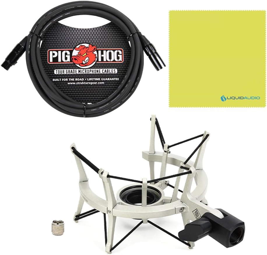 Neumann TLM-102 Studio Set Cardioid Condenser Microphone Nickel Bundle w/Pig Hog Mic Cable Polishing Cloth