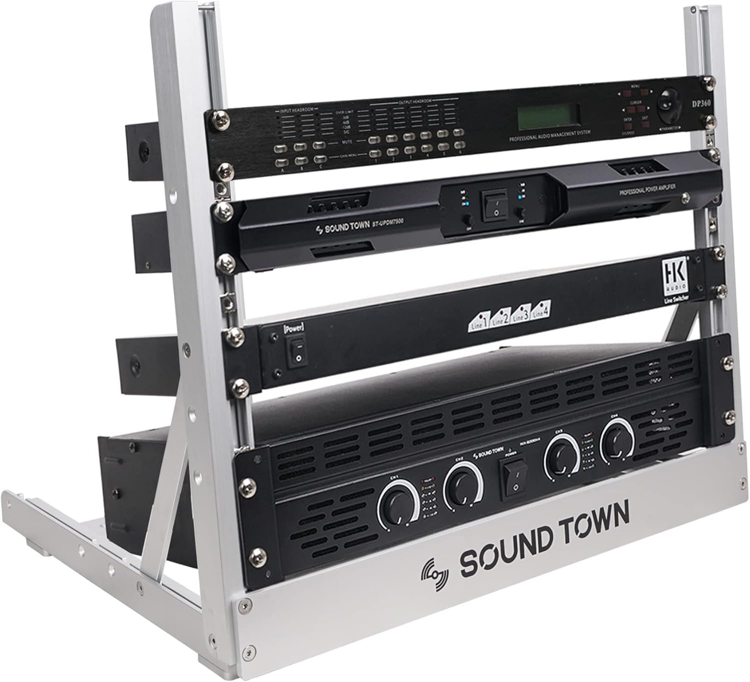 Sound Town 8U Aluminum 2-Post Desktop Open-Frame Rack, Angle Adjustable, for Audio/Video, Network Switches, Routers, Patch Panels (2PF-8A)
