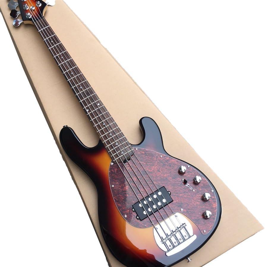 Custom Sunset Color 5-String Bass with Built-In Amplification Line - Perfect for Bassists Seeking a and High- Instrument for Professional Performance