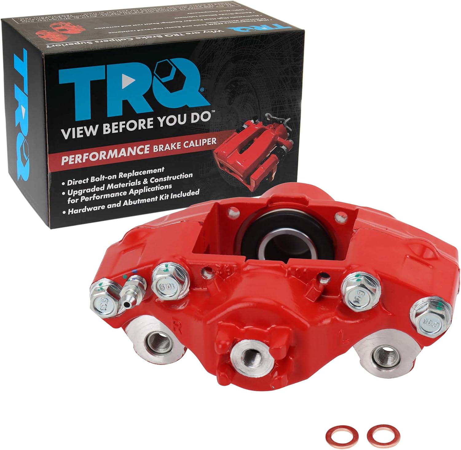 TRQ Rear Right Brake Caliper Performance Red Passenger Side Compatible with 2006-2007 Subaru Impreza