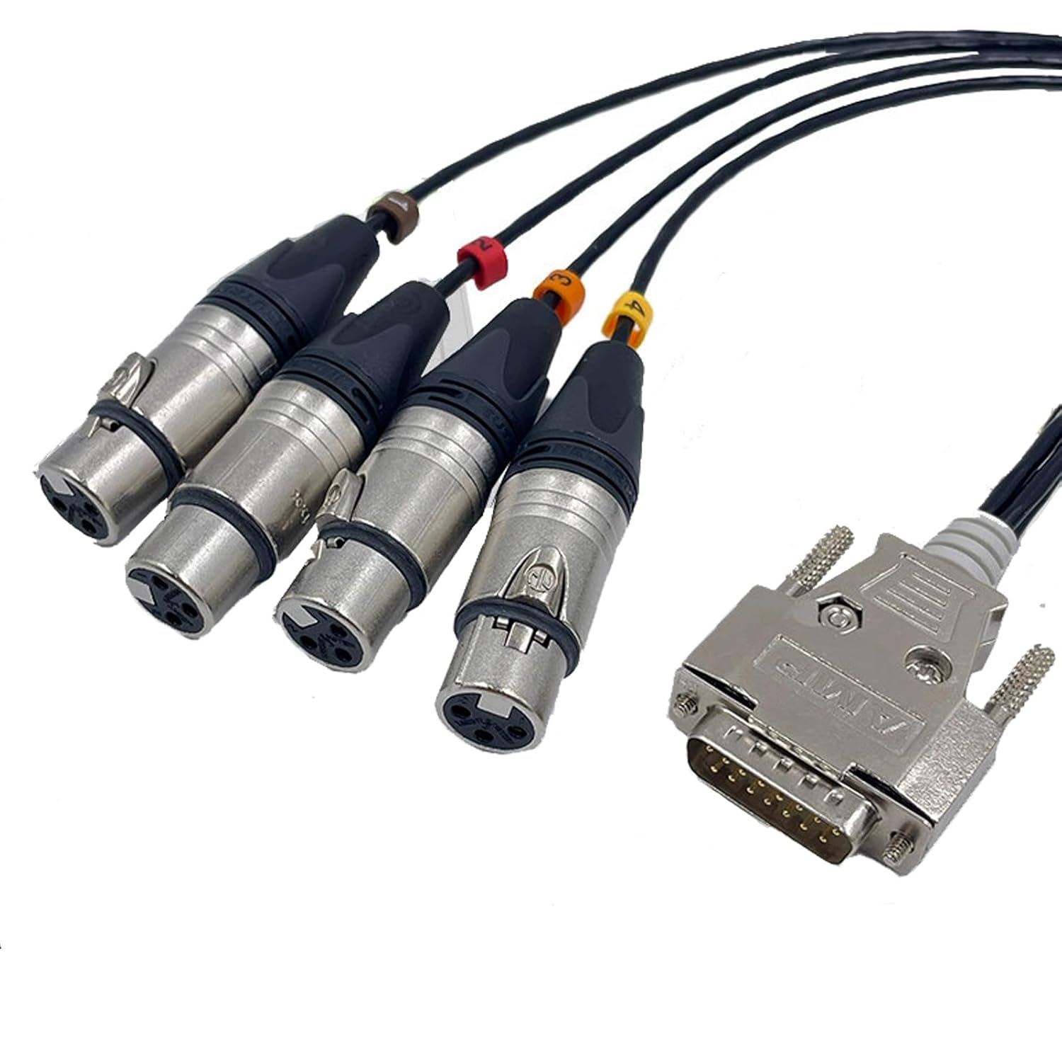 DB15 Male to 4 XLR 3Pin Female Professional Analog Audio Mixer Connection Cable for Used for Ultra Compact Audio Mixers 1.5Meter