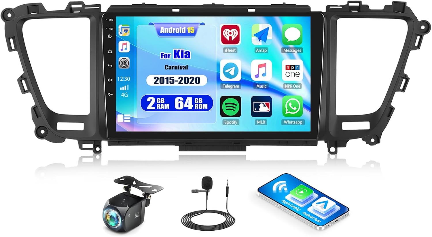 CAMECHO Android 15 Car Stereo for Kia Carnival 2015-2020 Wireless CarPlay Radio & Android Auto Car Radio, 9
