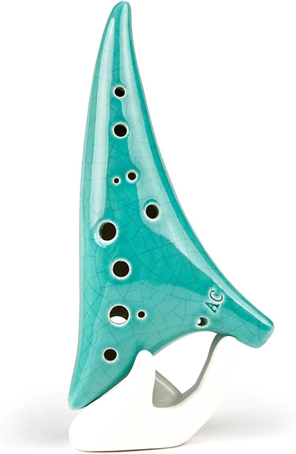 12 Holes Sharp Hole Ocarina Green Ice-Crack Alto C Music Instruments Chinese Woodwind Instrument Flute(Ocarina)