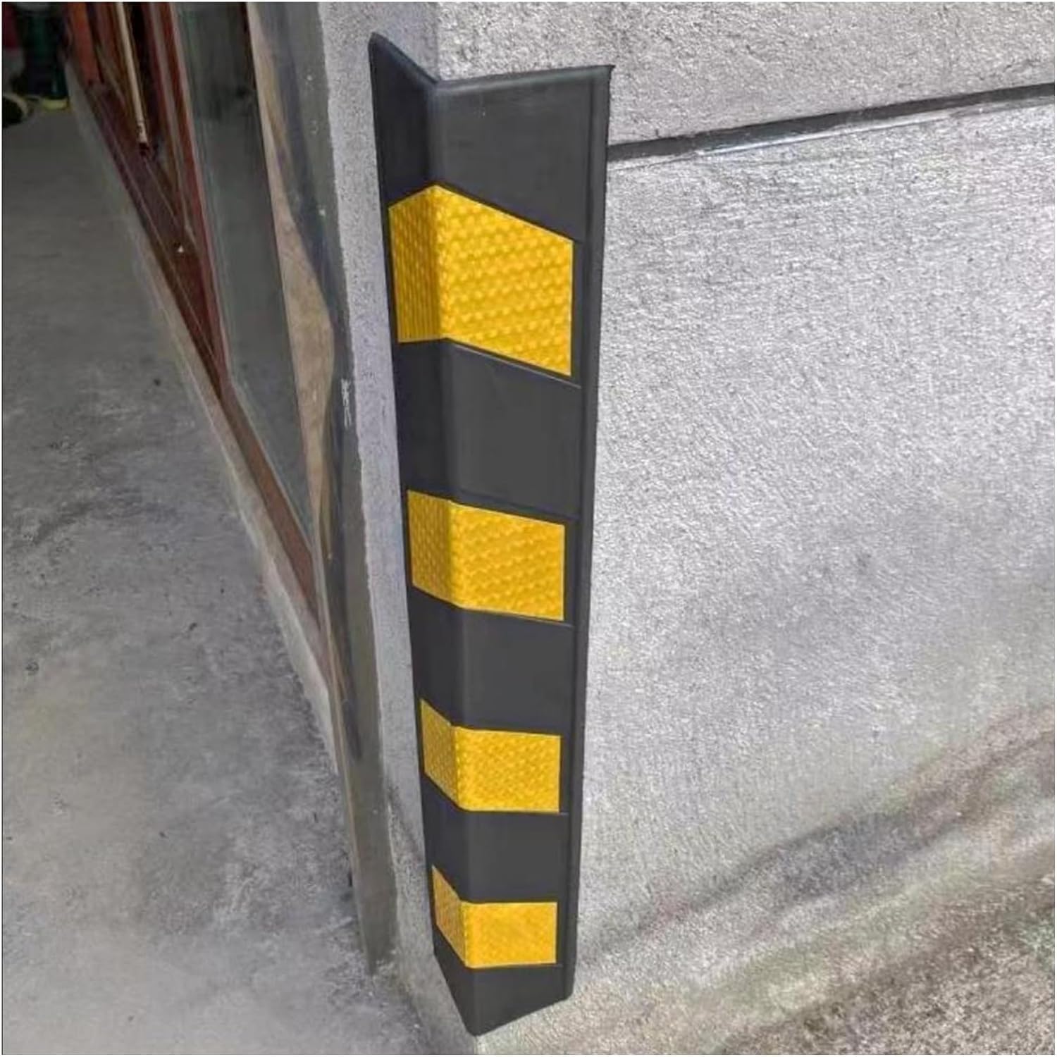 Car Park Garage Corner Guard, Reflective Corner Protector with Yellow Stripe, L-Shaped Rubber Corner Guard(10pcs-150cm)
