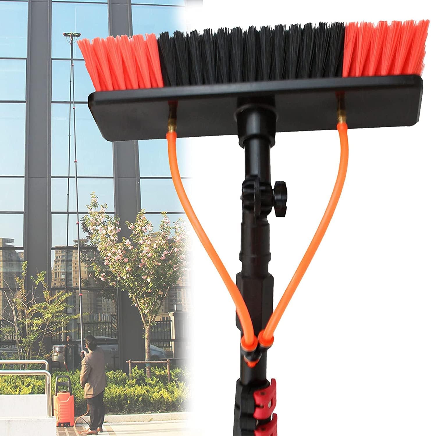 Telescopic Window Cleaning Pole Window Cleaning Brush, Window Washing Pole, 29FT/9M Water Fed Pole,