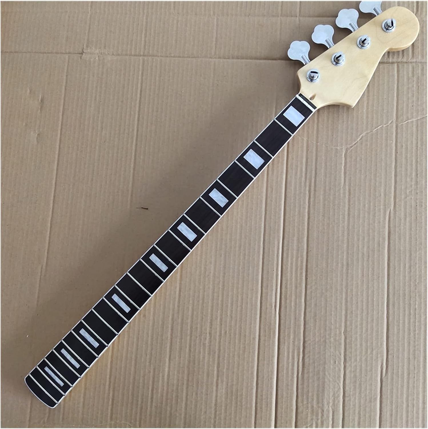 Maple 20 Frets Bass Guitar Neck Part with Tuners 4 String Rosewood Fingerboard 34 Inch Unfinished Guitar Neck