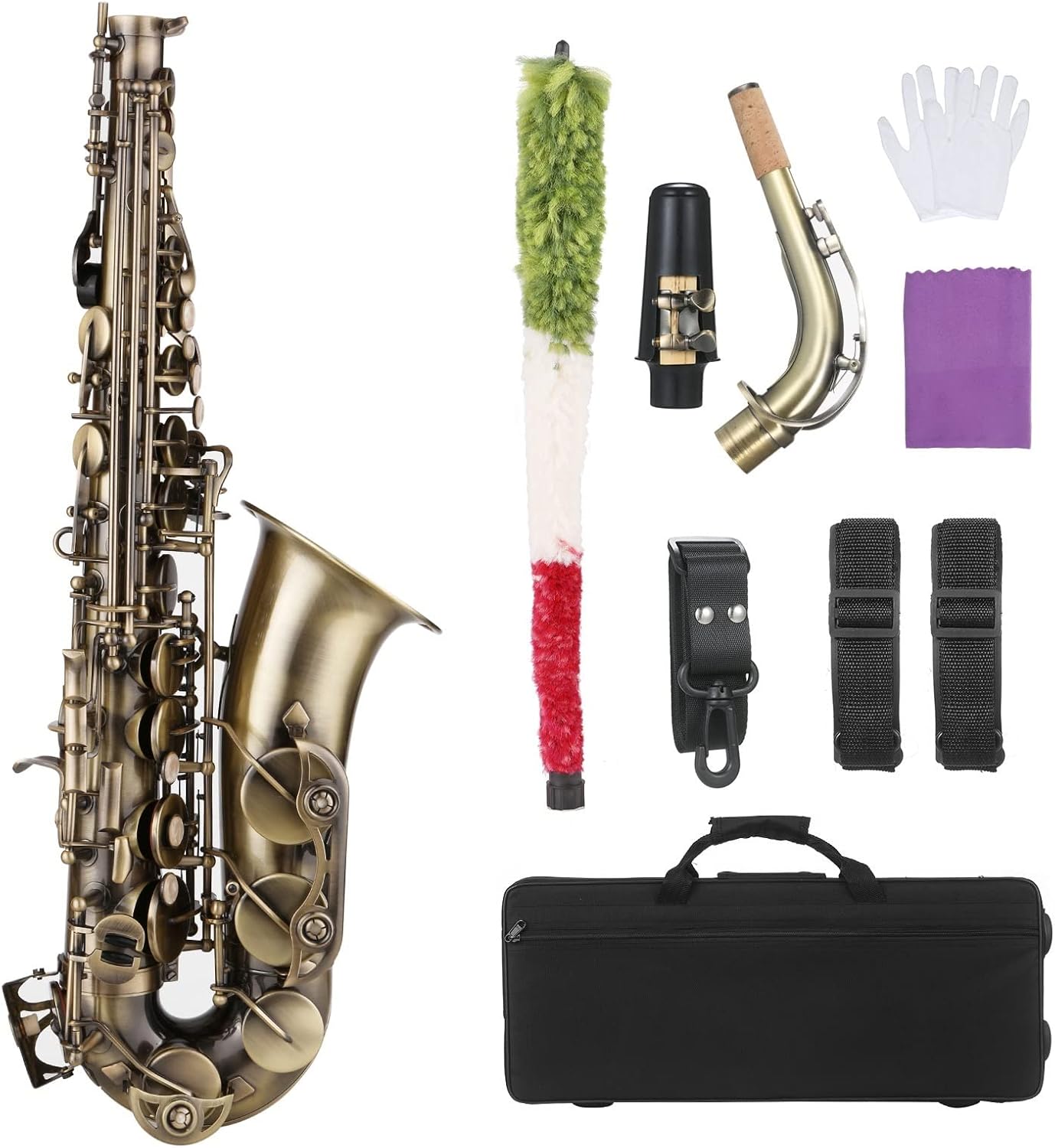 TSTS E-Flat Alto Saxophone Brass Lacquered Gold EB Sax Woodwind Music Instruments with Case Brass Sax Full Kit