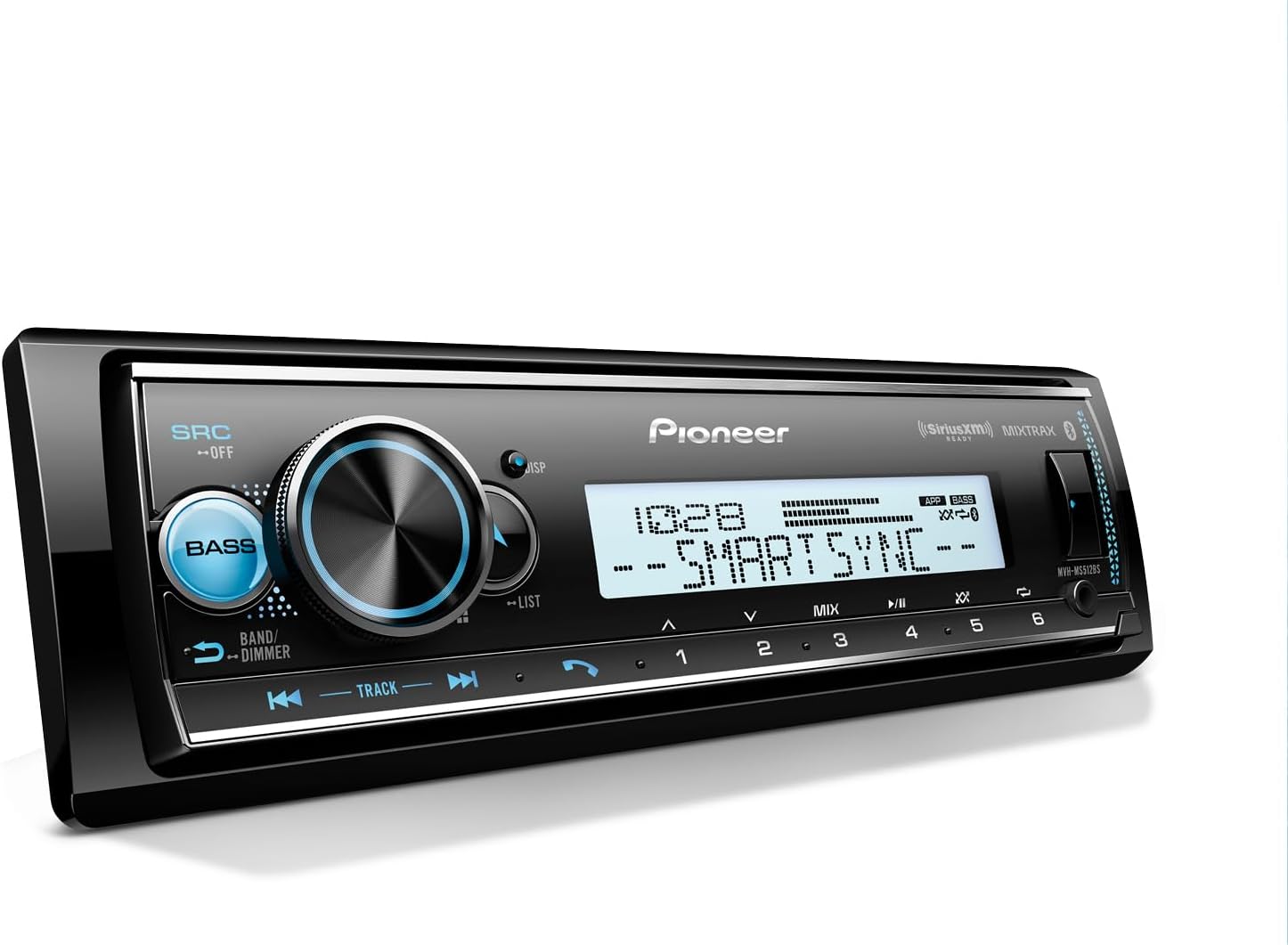 Pioneer MVH-MS512BS Marine Digital Media Receiver – Bluetooth, SiriusXM, USB, FLAC, Conformal Coating, Color Change, White Display for Outdoor, AM/FM Radio, Hi-Volt RCA, iPhone/Android Compatible