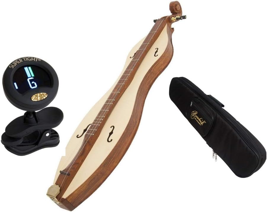 Dulcimer Package Includes: Roosebeck 4-String Sheesham Emma Arched Mountain Dulcimer w/Roosebeck Dulcimer Gig Bag Case & Snark Clip-On Chromatic Tuner