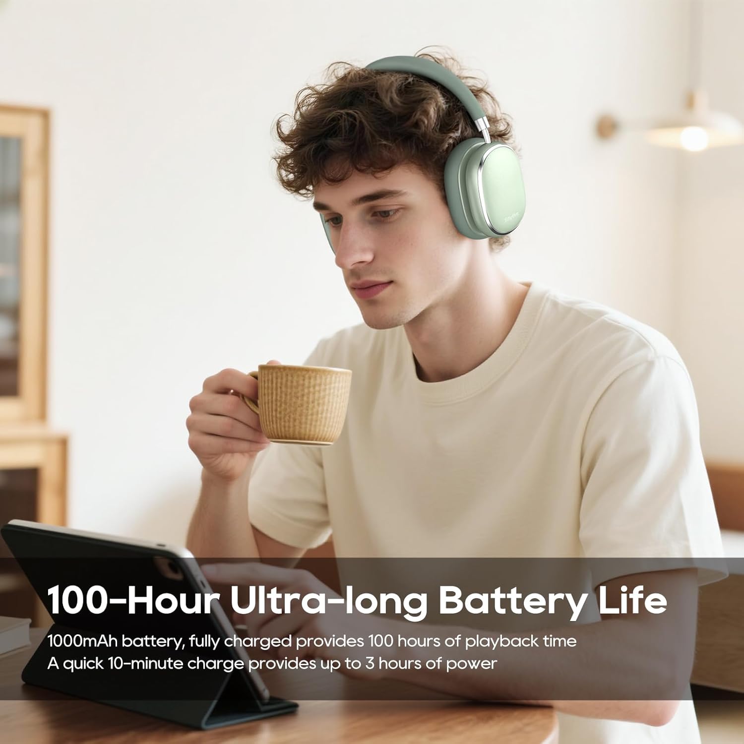 Srhythm NiceComfort 95 Hybrid Noise Cancelling Headphone Wireless, Bluetooth Headset with Transparency Mode,ENC,HD Sound