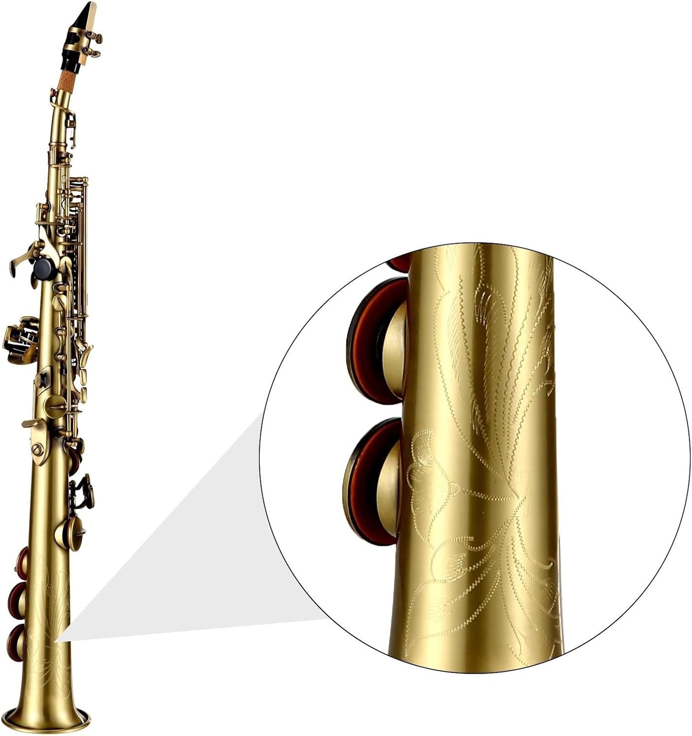 Straight Tube B Carved Saxophone Professional Play Brass Saxophone Wind Instrument Set Accessories