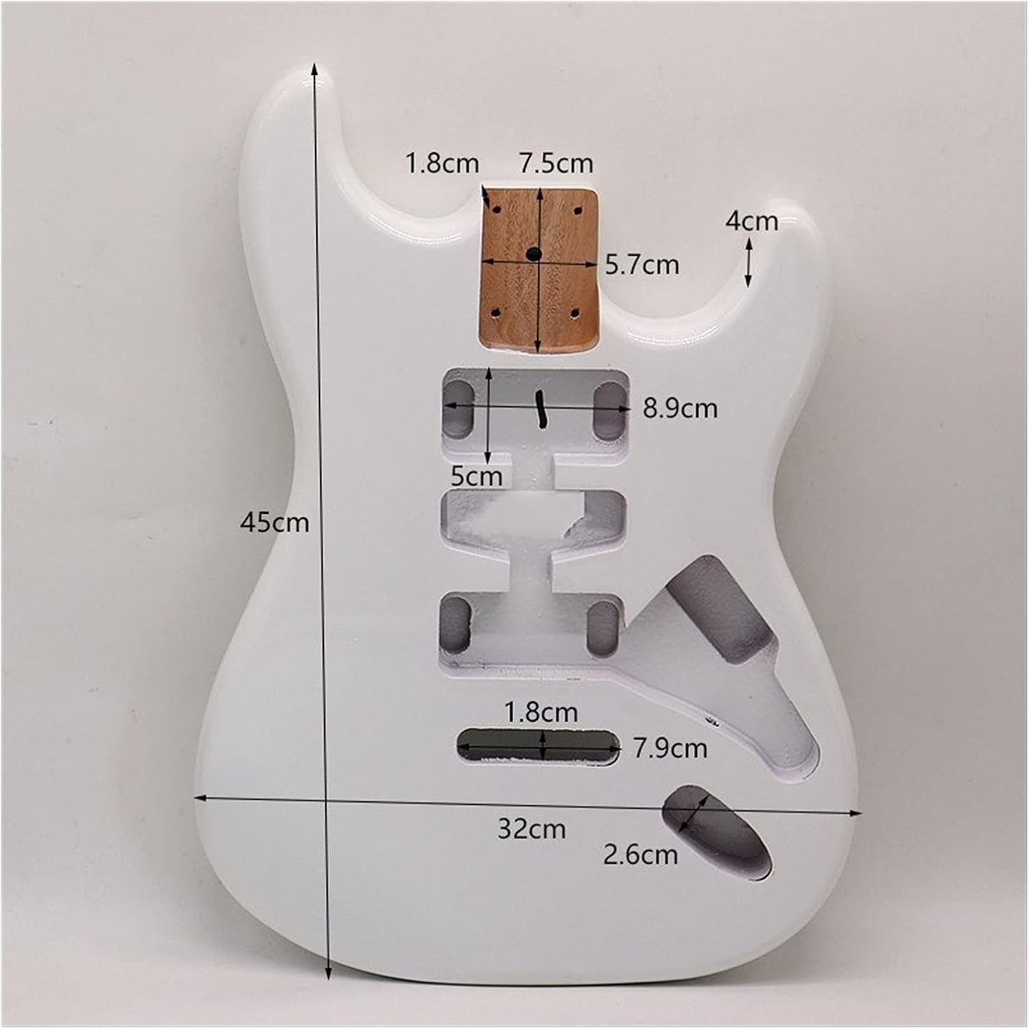 Unfinished Guitar Kit White Color ST Guitar Body Poplar Wood Electric Guitar Barrel High Gloss Finish Guitar Accessory 5.7cm Pocket Width Handmade ​Guitar Body