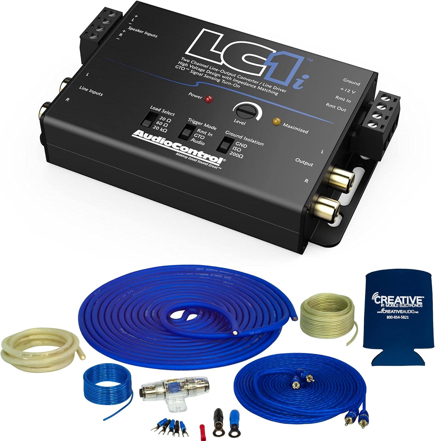 Stinger SS1200XS 4GA Copper 1200W Amplifier Wiring Kit, LC1i 2-Channel Line Output Converter/Line Driver 4 AWG