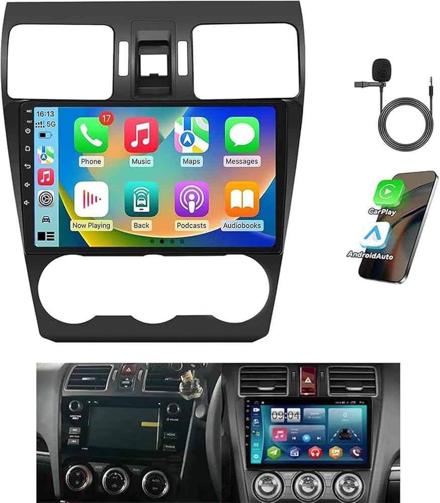 Car Radio Stereo for Subaru Forester MK4 2013-2015/ Subaru Impreza 2012-2014/Subaru XV Crosstrek 2012-2014,9'' Car Stereo Touch Screenwith Carplay/Android Auto with GPS Backup Camera, 4+64G