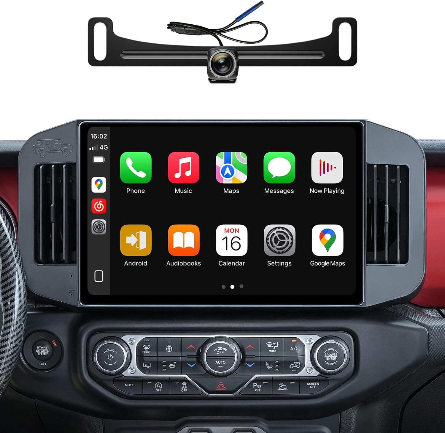 13.1 Inch Car Radio for Jeep Wrangler JL Gladiator JT 2018-2021 | Wireless CarPlay Android Auto| AM/FM Tuner | 1920 * 1200 Piexl 2K QLED Touchscreen| Bluetooth 5.4| Steering Wheel Control