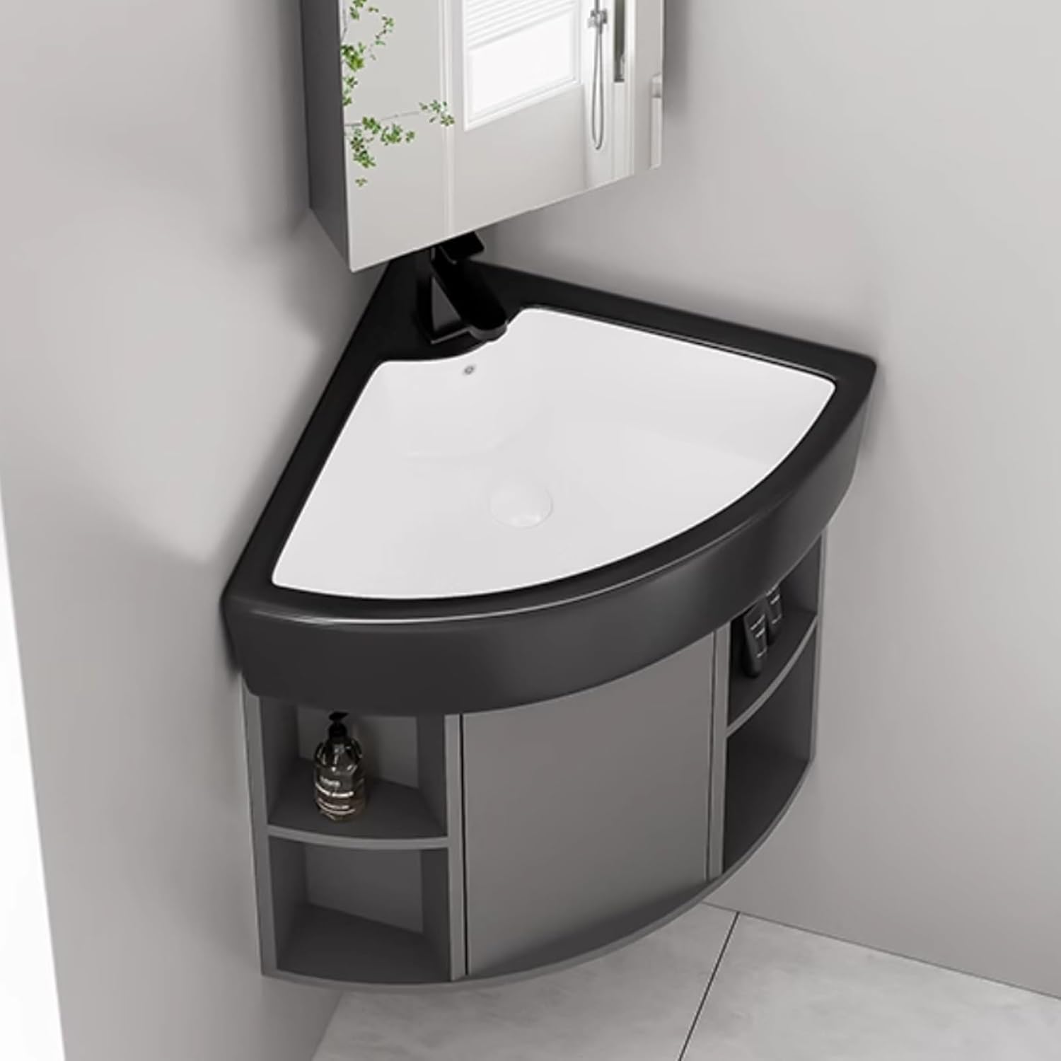 Wall Mount Bathroom Vessel Sink Small Wall Mount Sink Floating Bathroom Sink Corner Wall Mount Multifunctional Practical Ceramic Sink for Bathroom,Laundry Room,Living Room