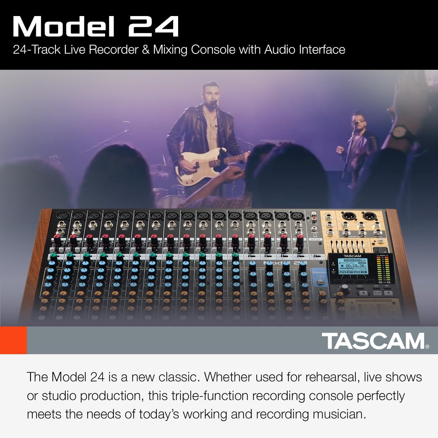 Tascam Model 24 24-track Multi-Track, Live Mixer and Recording Studio, Analog Mixer, Digital Recorder, USB Audio Interface