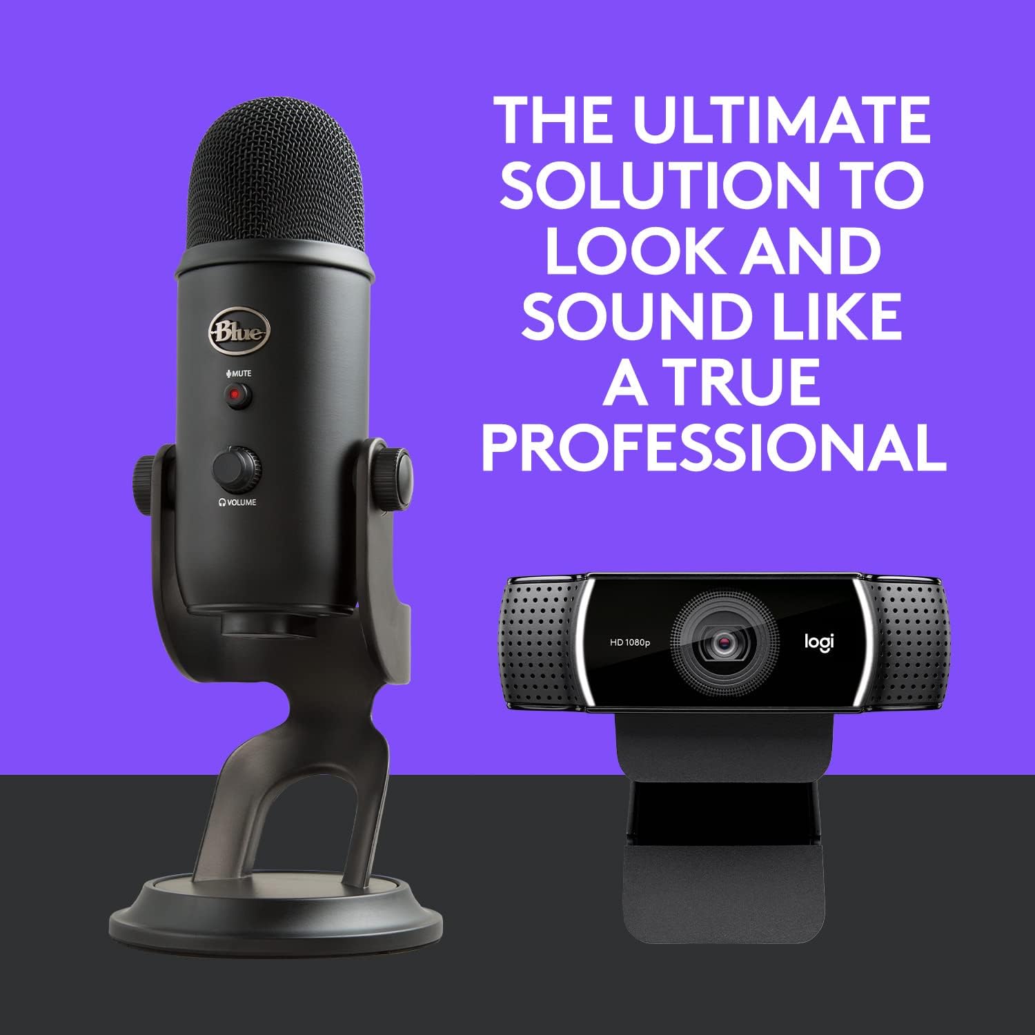 Blue Yeti Premium USB Gaming Microphone for Streaming, Blue VO!CE Software, PC, Podcast, Studio, Computer Mic, Exclusive Streamlabs Themes + C922x Pro Stream Webcam - Blackout