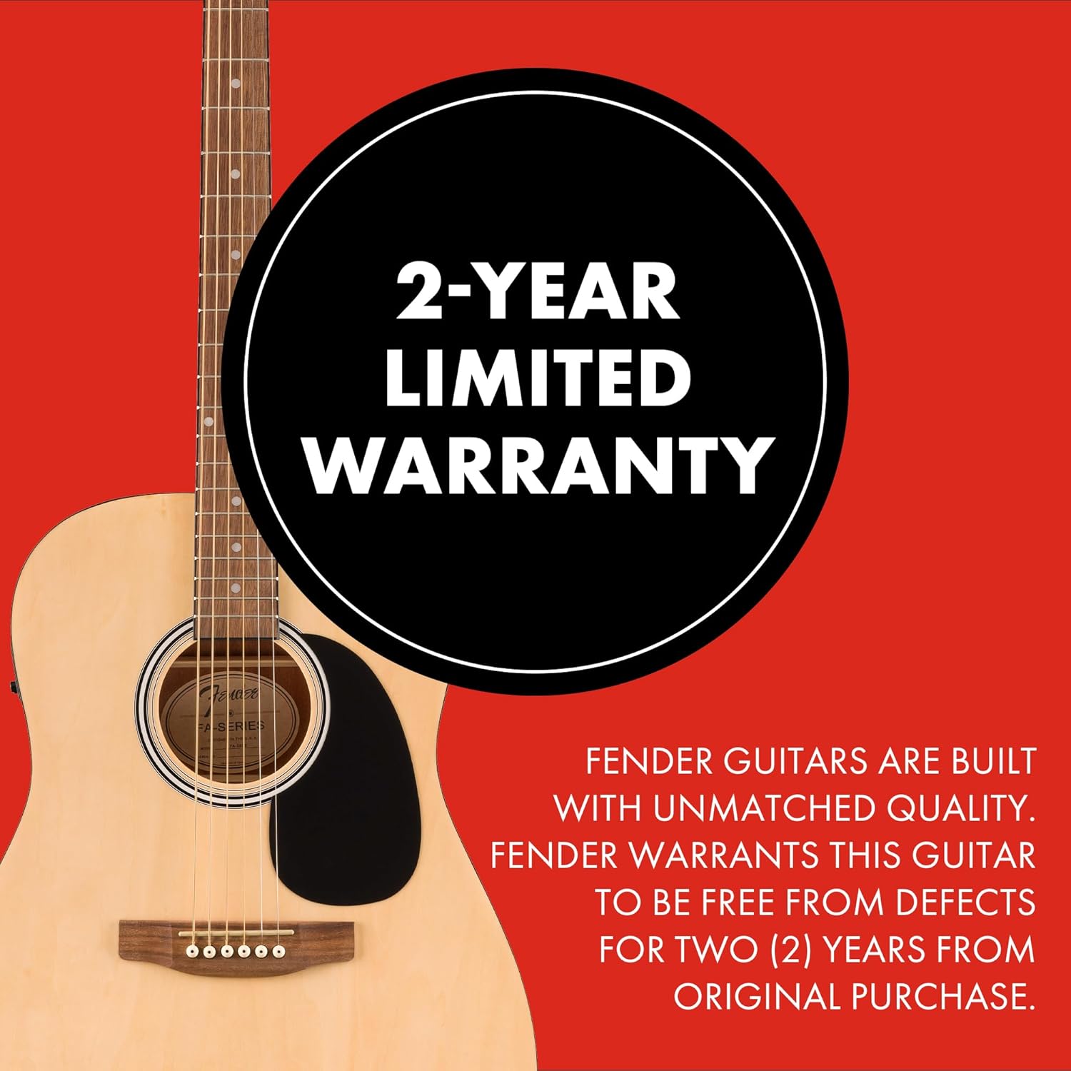 Fender FA-25CE Dreadnought Acoustic Electric Guitar, Beginner Guitar, with 2-Year Warranty, Includes Built-in Tuner and On-Board Volume and Tone Controls, Comes with Free Lessons, Natural