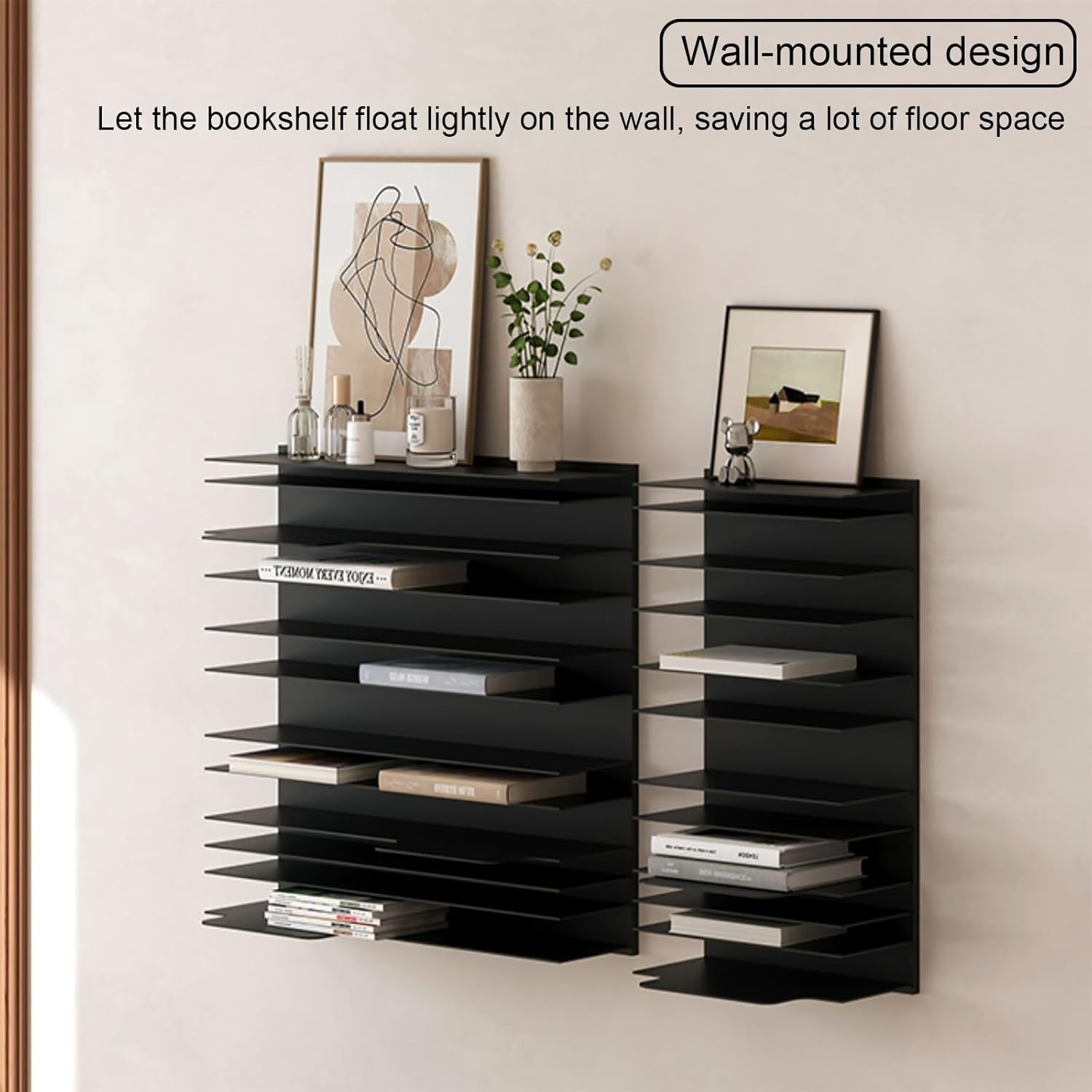 Floating Bookshelf for Wall, Invisible Floating Bookcase, Wall Mounted Storage Rack, Space Saving, Heavy Duty Metal Display Storage Organizer for Home Office(White,30cm/11.8in)