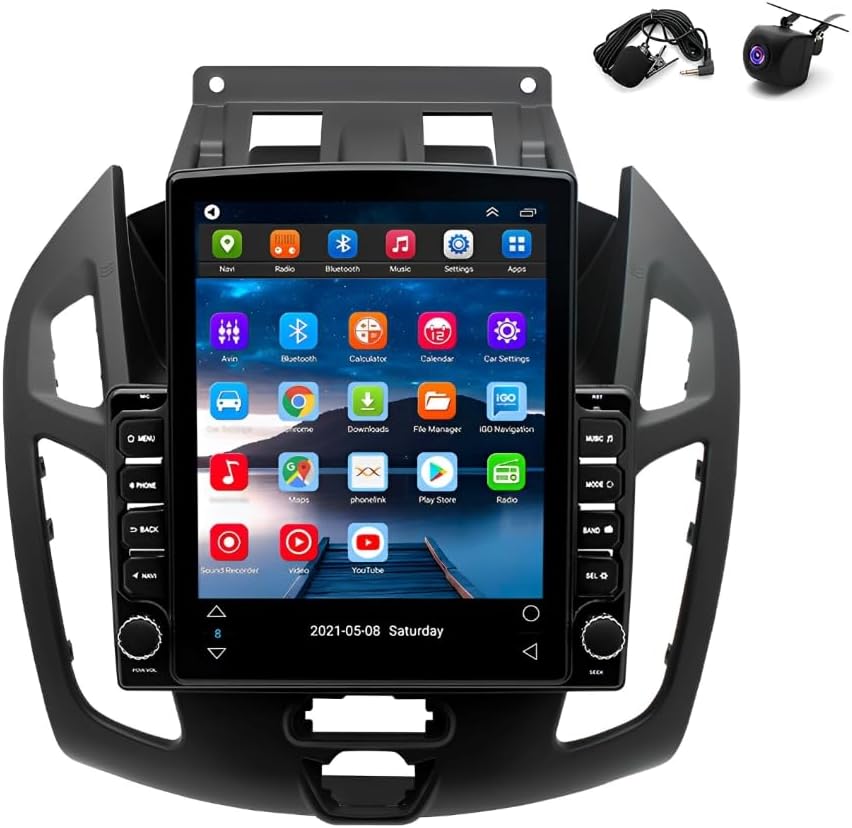 ikasus 9.7Inch Touchscreen Car Stereo Radio for Fo-rd Transit Tourneo Connect 2014-2018 with Wireless Carplay and Android Auto, Car Audio Receivers GPS Navigation 4GB+32GB Head Unit Backup Camera Mic