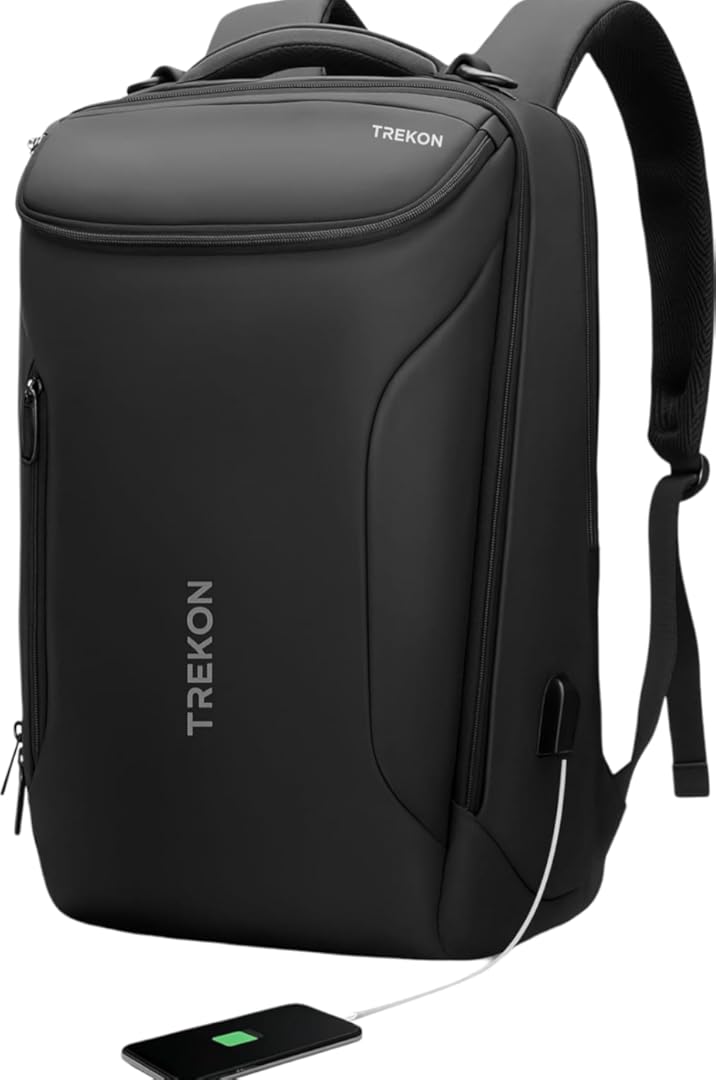 TREKON Smart Business Backpack – Waterproof Travel Laptop Bag for 17.3” Notebook With USB Charging Port – High-Tech Design for Work & Travel