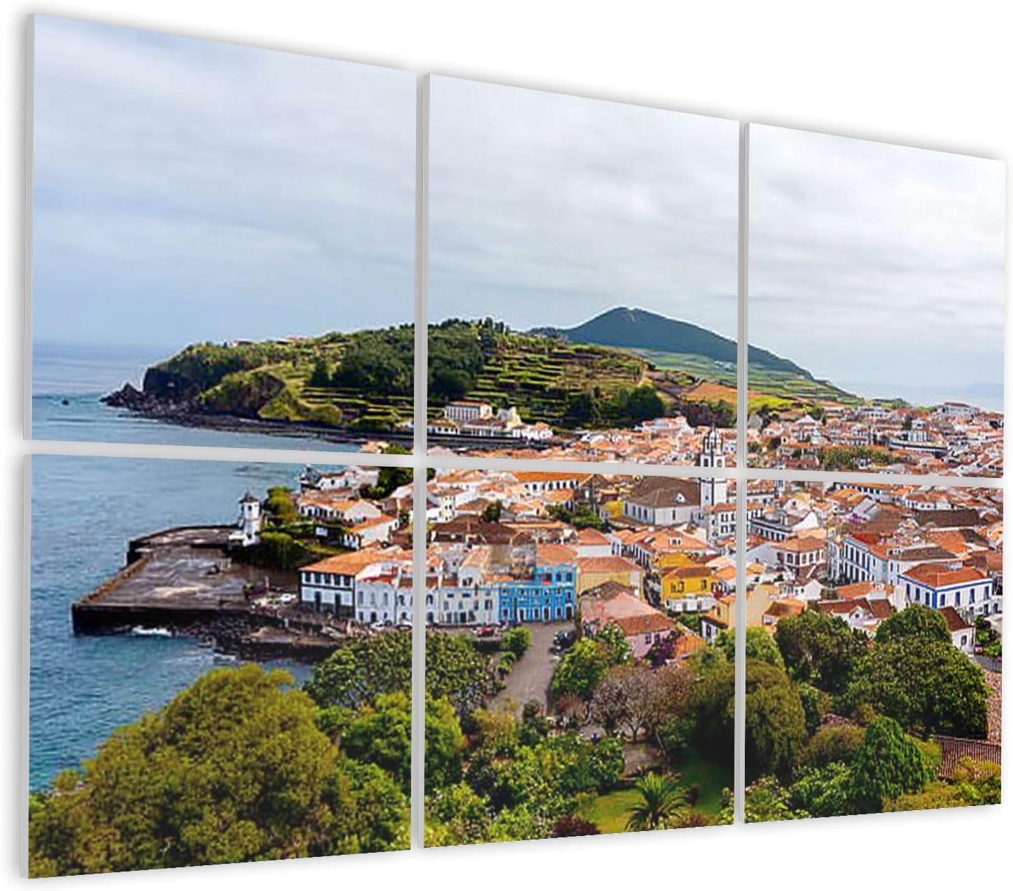 6 Pack Art Acoustic Panels Self Adhesive angra do heroismo terceira island azores portugal landscapes Decorative Soundproof Wall Panels Sound Absorbing Panel 48