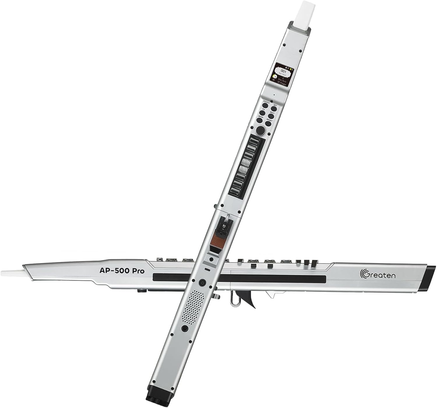 AP 500 Pro Electronic Wind Instrument with Dual Timbres, 120 Tones, Touch Bend Plate, OLED Display, Built-in OTG, Voice Control Digital Saxophone For Practice or Performance (SLIVER)