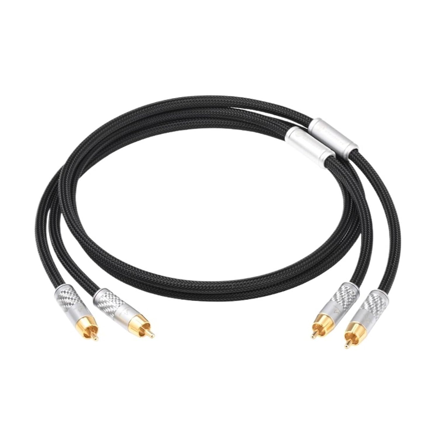 One Pair HiFi 2RCA Audio Cable for Amplifier CD Hi-end OCC Core Carbon Fiber Gold-Plated Plug 2RCA Male to 2RCA Male Cable(5m)