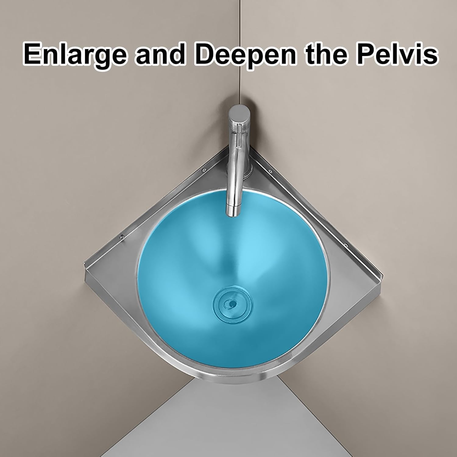 Compact Triangular Stainless Steel Wall Mount Corner Sink 12.5