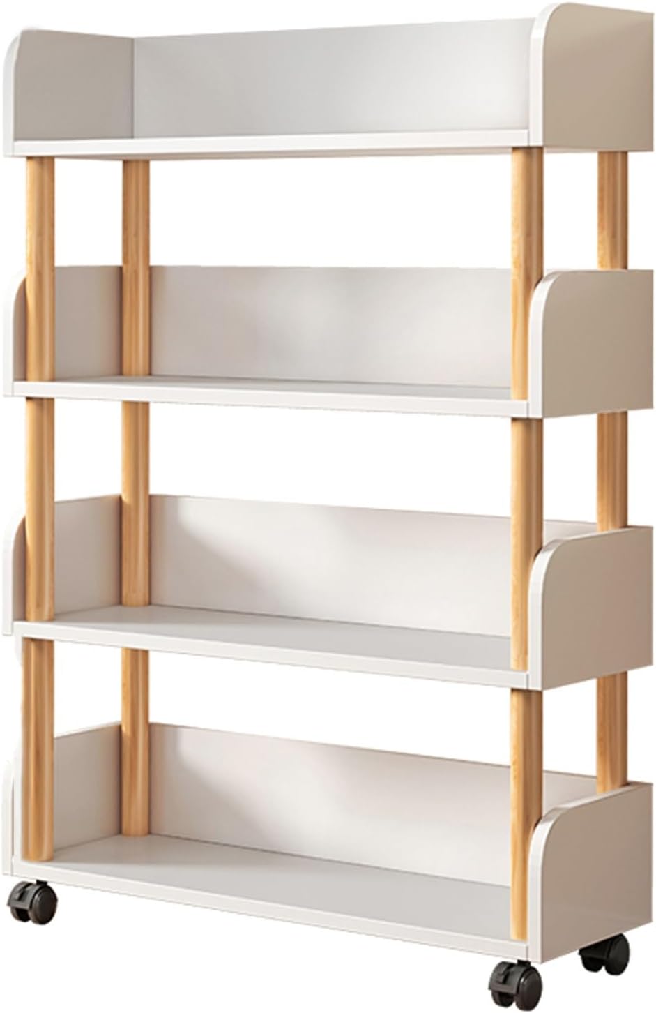 4/5 Cube Bookshelf, Simple Mobile Bookshelf, Multi-Layer Home Desk with Wheels, Suitable for Living Room, Study Room, Reading Corner (Warm White)(60 X 24 X 106cm) ()